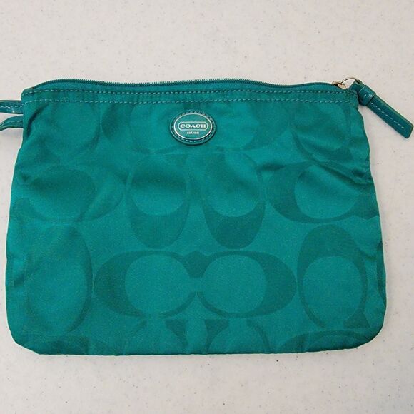 Coach Signature Getaway Packable Weekender Bag w/ Toiletries Bag Green Teal - Picture 8 of 14